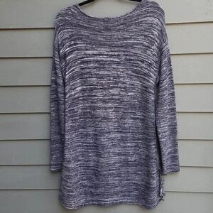 Ellen Tracy Marled Black White Tunic Sweater Large
